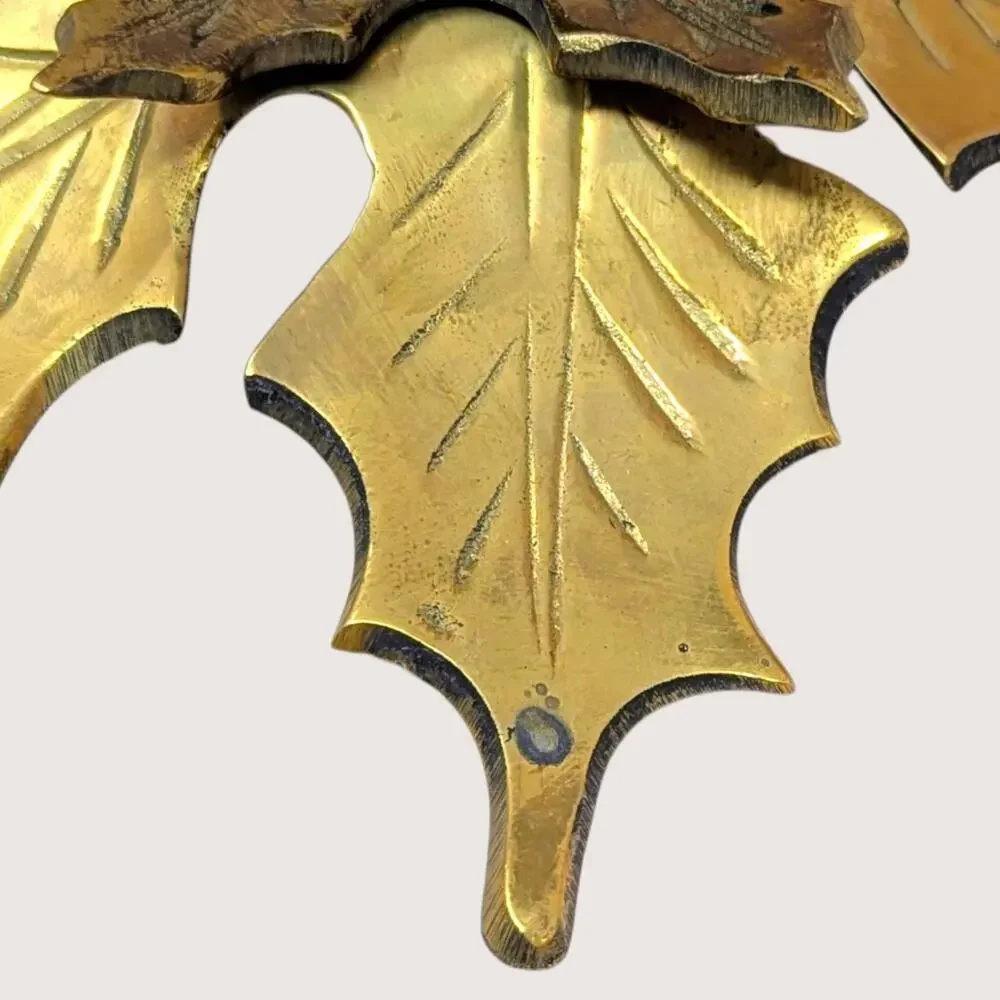 Mid-Century Brass Leaf Candlestick Holders Made In India